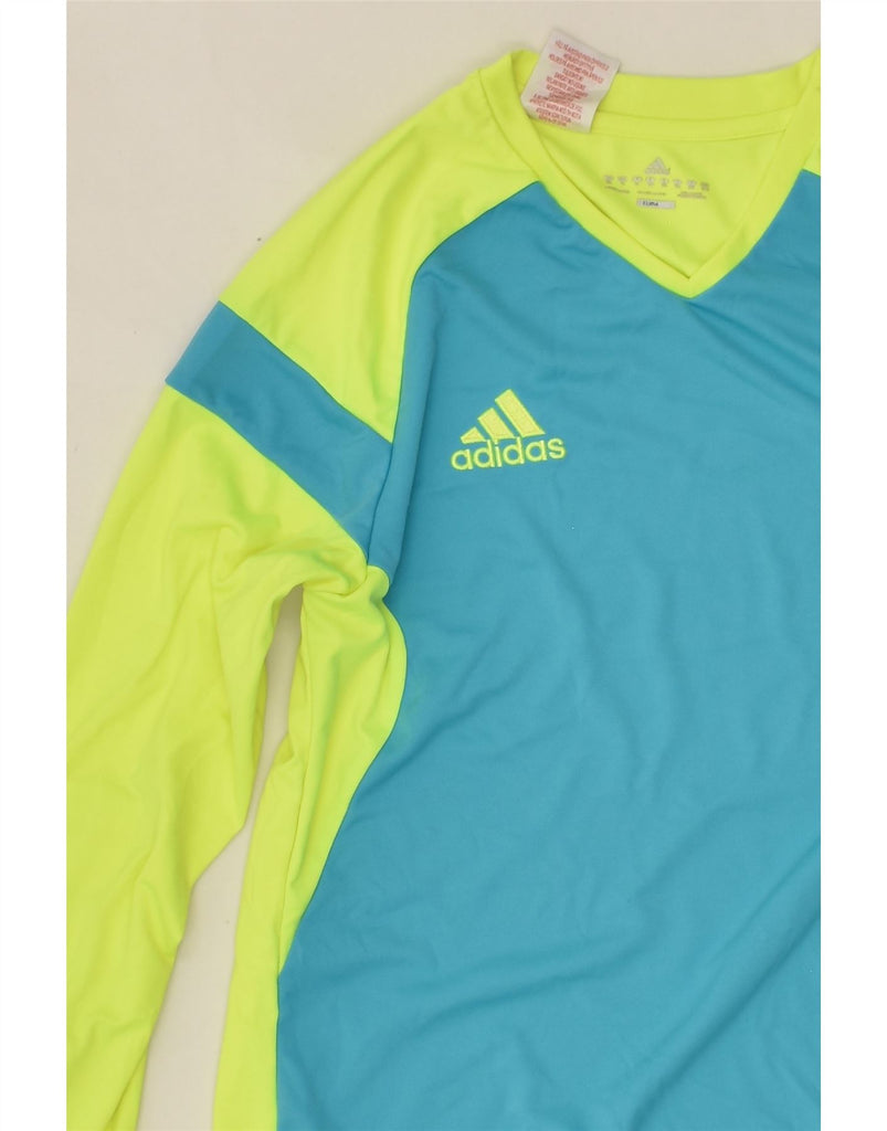 ADIDAS Boys Pullover Tracksuit Top 13-14 Years Green Colourblock Polyester | Vintage Adidas | Thrift | Second-Hand Adidas | Used Clothing | Messina Hembry 