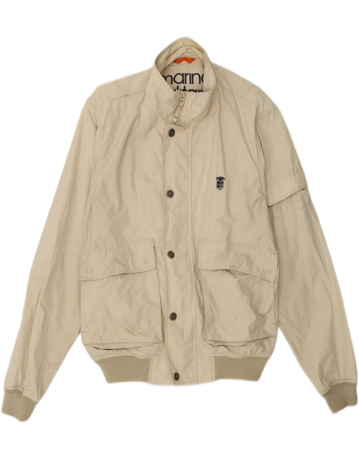 ARMATA DI MARE Mens Bomber Jacket IT 48 Medium Beige Cotton Vintage Armata Di Mare and Second-Hand Armata Di Mare from Messina Hembry 