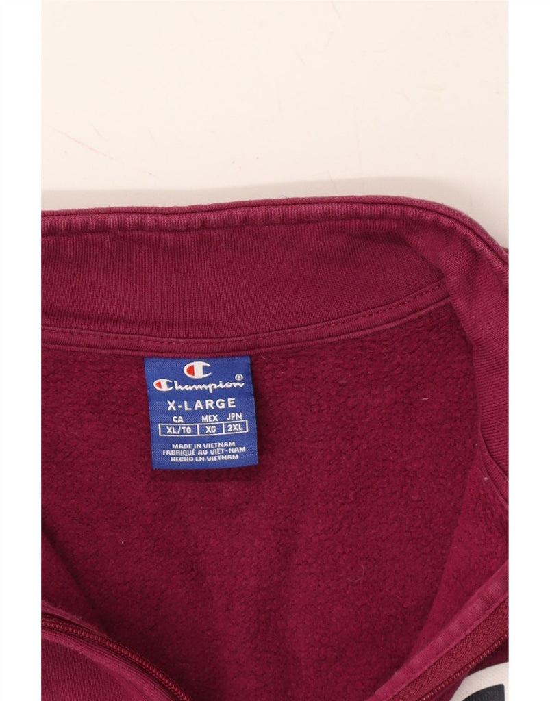CHAMPION Womens Graphic Zip Neck Sweatshirt Jumper UK 18 XL Burgundy Vintage Champion and Second-Hand Champion from Messina Hembry 