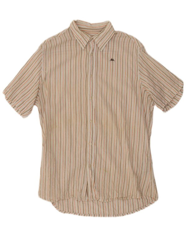 Kappa Mens Short Sleeve Shirt XL White Striped Cotton