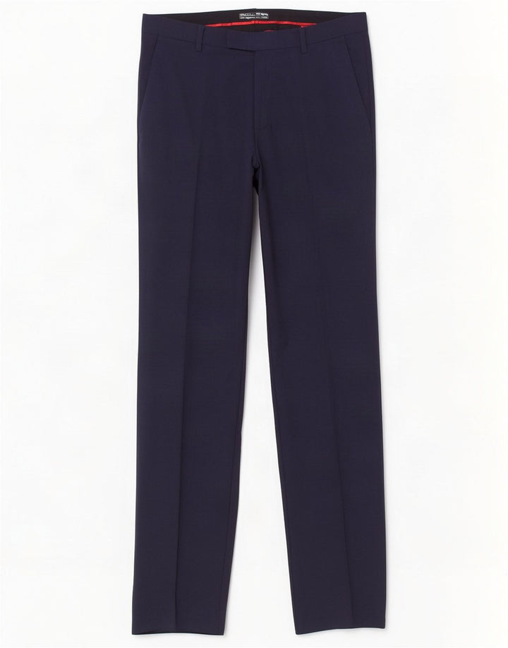 Hugo Boss Mens Straight Suit Trousers W32 L31 Navy Blue
