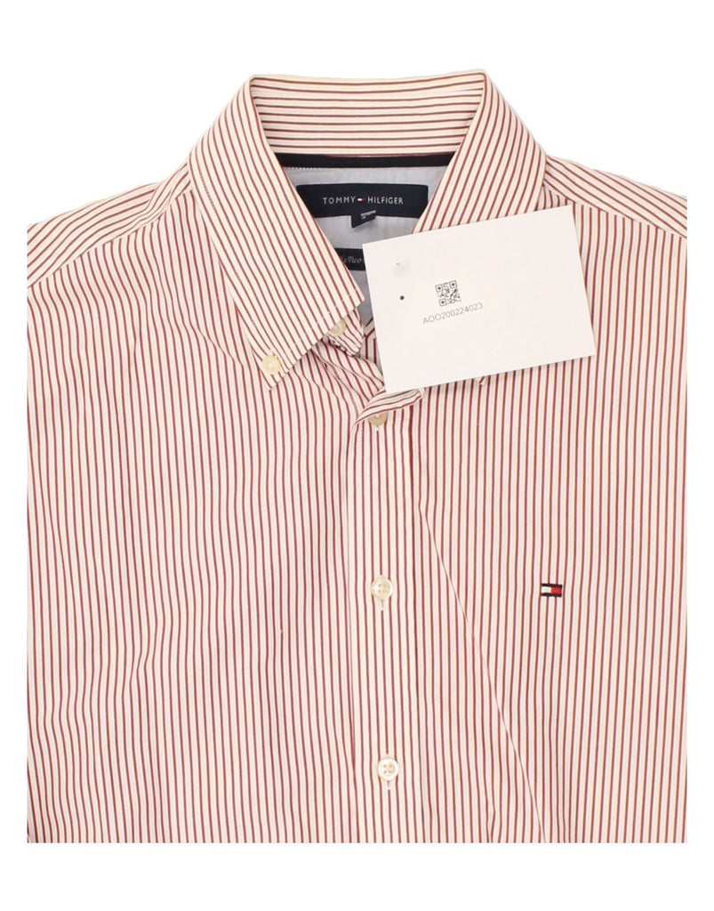 TOMMY HILFIGER Mens Shirt Small Red Pinstripe Cotton | Vintage Tommy Hilfiger | Thrift | Second-Hand Tommy Hilfiger | Used Clothing | Messina Hembry 