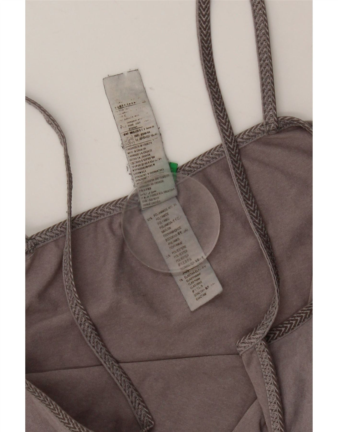 Benetton Womens Crop Cami Top UK 8 Small Grey Polyamide