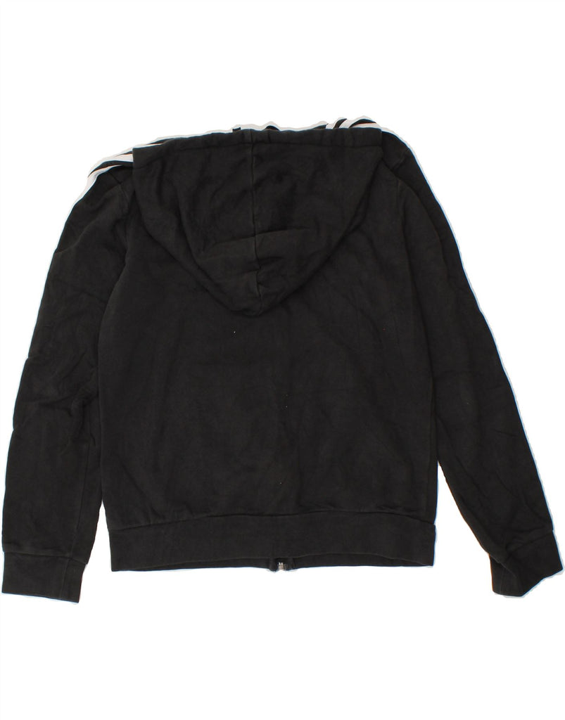 ADIDAS Womens Zip Hoodie Sweater UK 12/14 Medium Black Cotton | Vintage Adidas | Thrift | Second-Hand Adidas | Used Clothing | Messina Hembry 