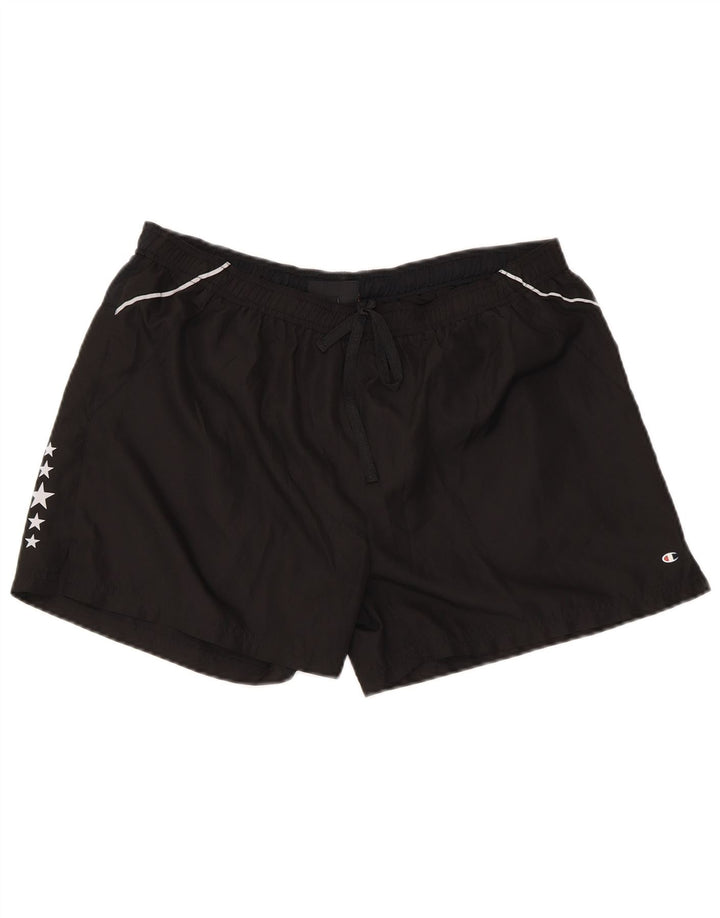 Champion Womens Graphic Regular Sport Shorts UK 14 Large Black Polyester
