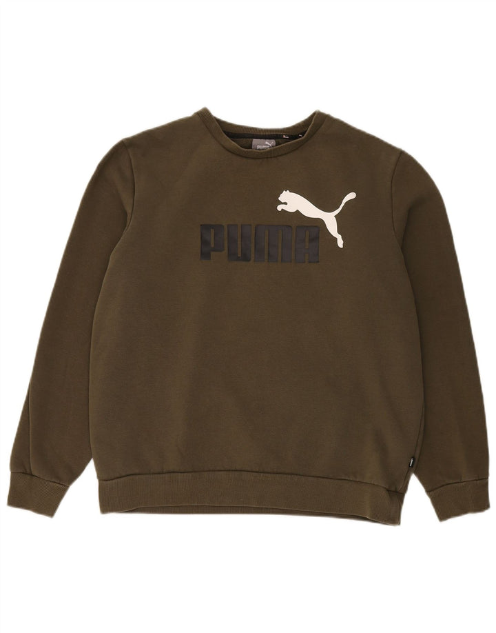 PUMA Mens Graphic Sweatshirt Jumper Large Khaki Cotton