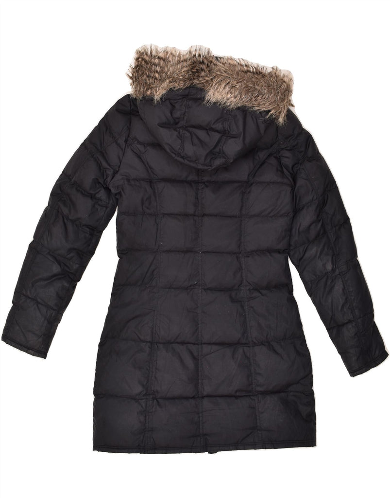 TOMMY HILFIGER Womens Hooded Padded Coat UK 10 Small Black Polyester Vintage Tommy Hilfiger and Second-Hand Tommy Hilfiger from Messina Hembry 