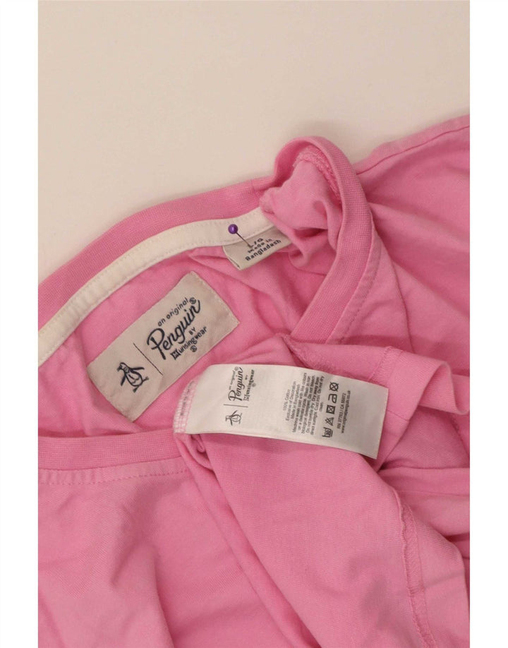 Penguin Mens T-Shirt Top Large Pink Cotton