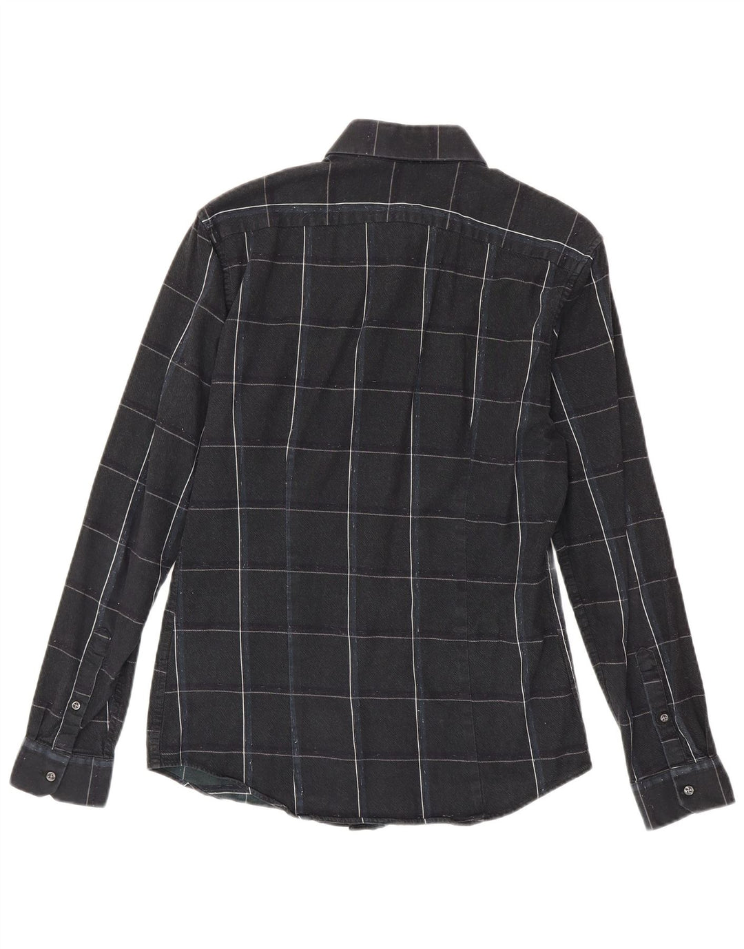 Reiss Mens Slim Fit Flannel Shirt Medium Black Check Cotton