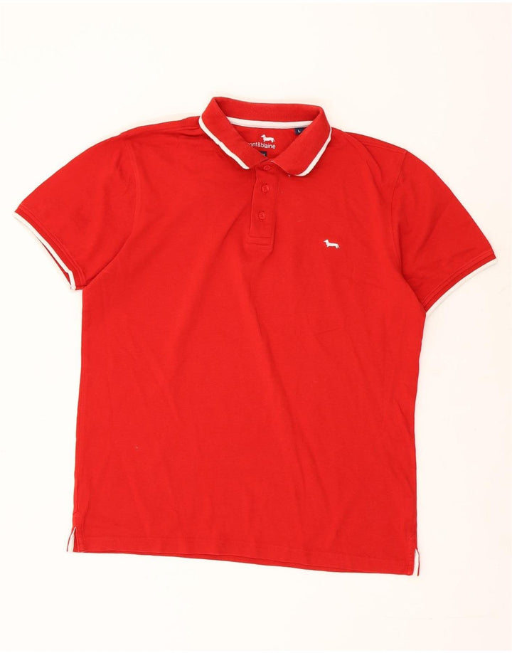 HARMONT & BLAINE Mens Regular Fit Polo Shirt Large Red Cotton