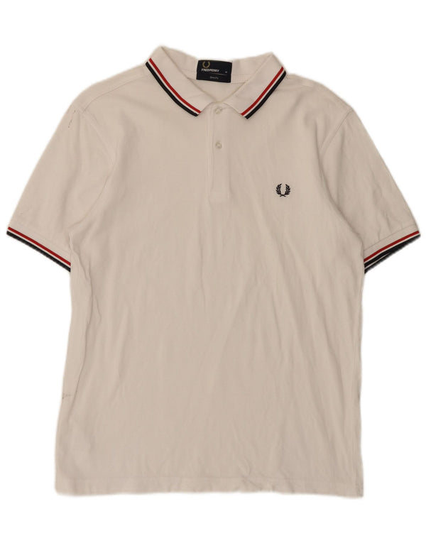 Fred Perry Mens Slim Fit Polo Shirt Medium White Cotton