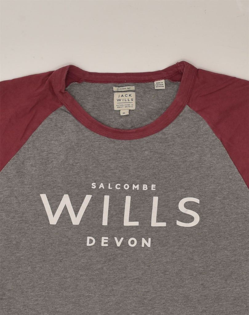 JACK WILLS Mens Graphic T-Shirt Top Medium Grey Colourblock Cotton | Vintage Jack Wills | Thrift | Second-Hand Jack Wills | Used Clothing | Messina Hembry 