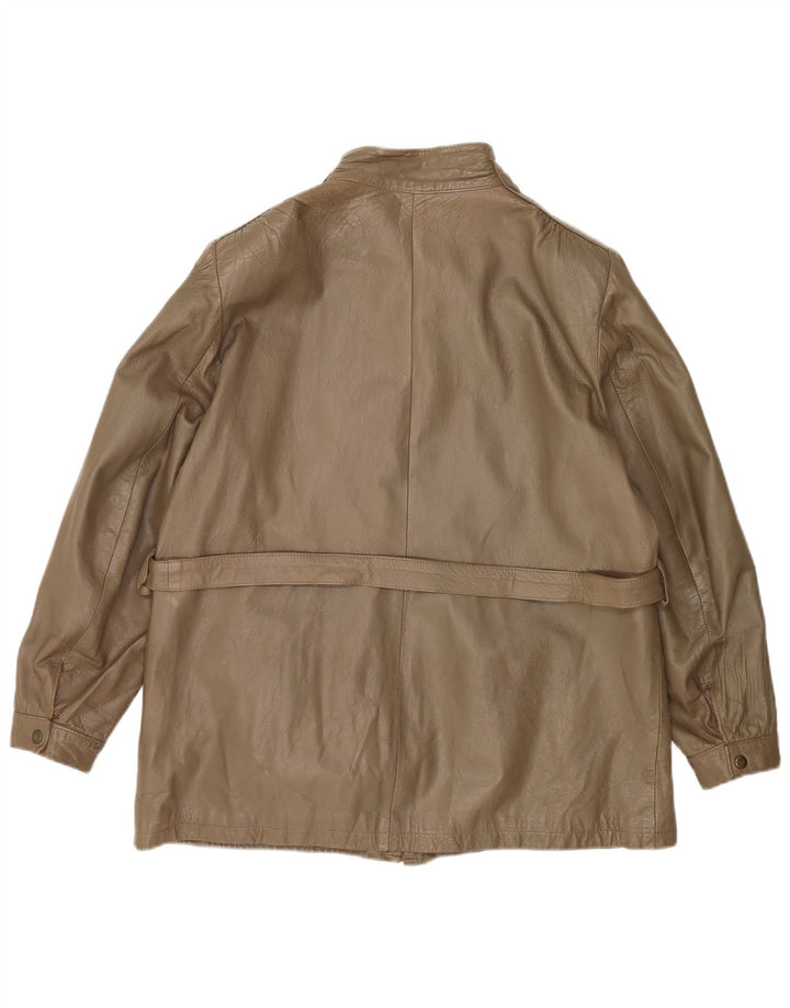Vintage Womens Leather Jacket IT 46 Large Khaki Leather