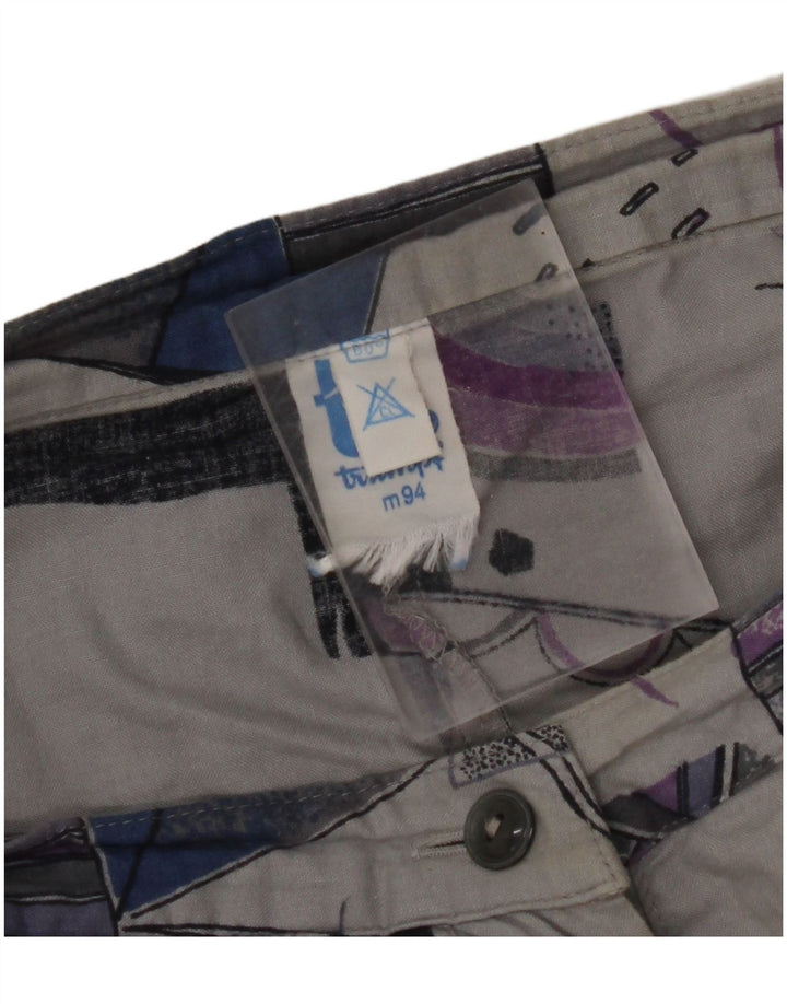 VINTAGE Womens High Waist A-Line Skirt W32 Large Grey Geometric