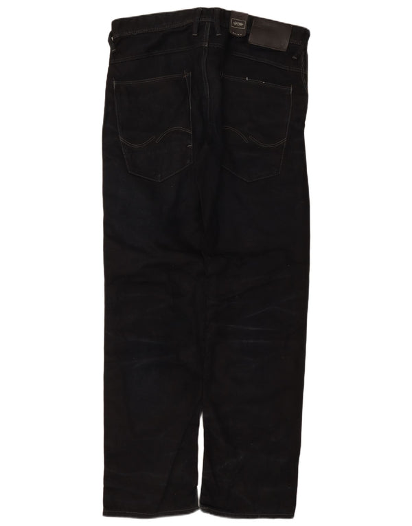 Jack & Jones Mens Straight Jeans W34 L34 Navy Blue Cotton