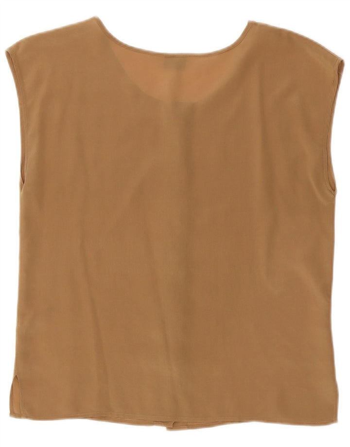 Coocoon Womens Sleeveless Shirt Blouse UK 12 Medium Brown Silk