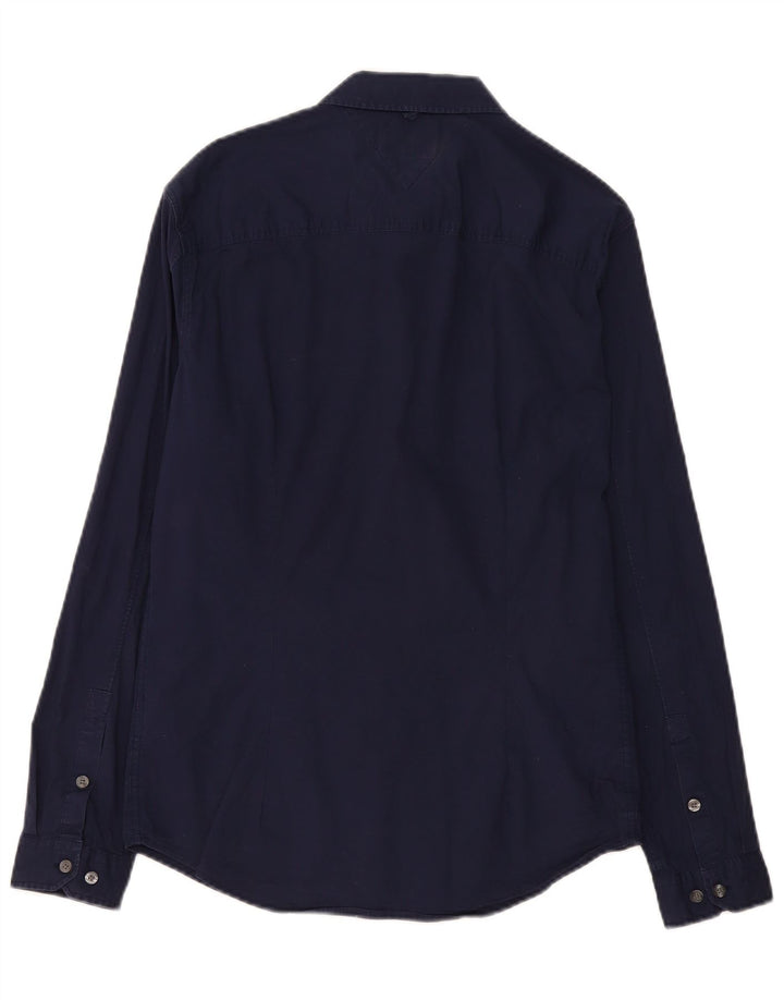 Tommy Hilfiger Mens Slim Fit Shirt Medium Navy Blue Cotton