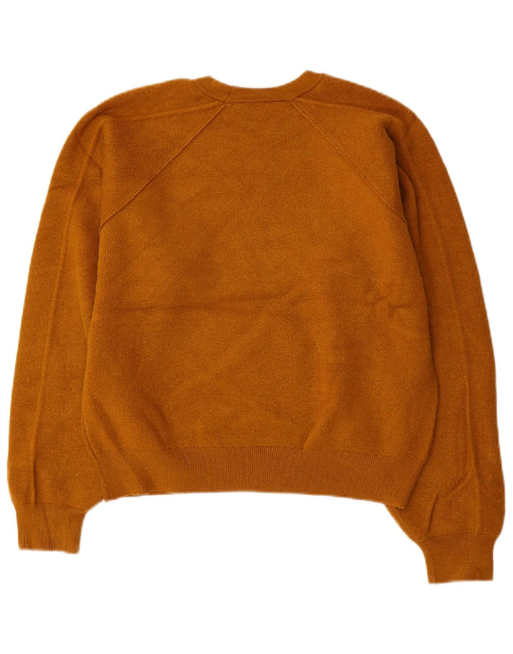 ZARA Womens Crop Oversized Crew Neck Jumper Sweater UK 10 Small Brown
