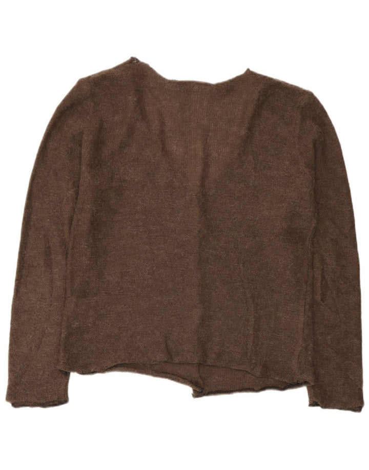 Zara Womens Crop Cardigan Sweater UK 10 Small Brown Polyamide