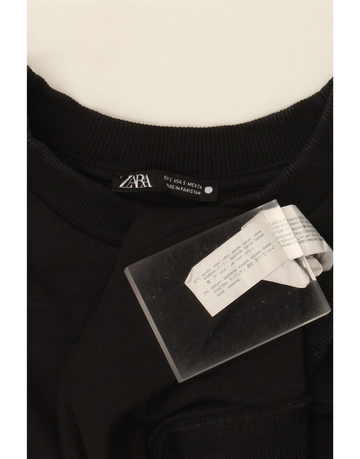 Zara Mens T-Shirt Top Small Black Cotton
