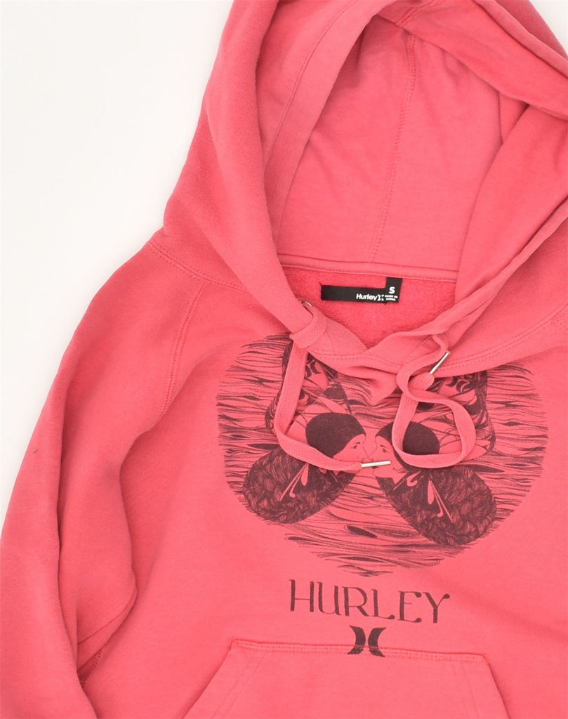 HURLEY Womens Loose Fit Graphic Hoodie Jumper UK 10 Small Pink Cotton | Vintage Hurley | Thrift | Second-Hand Hurley | Used Clothing | Messina Hembry 