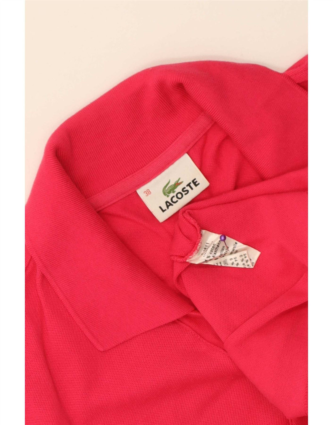 Lacoste Womens Sleeveless Polo Shirt Size 38 Medium Pink Cotton