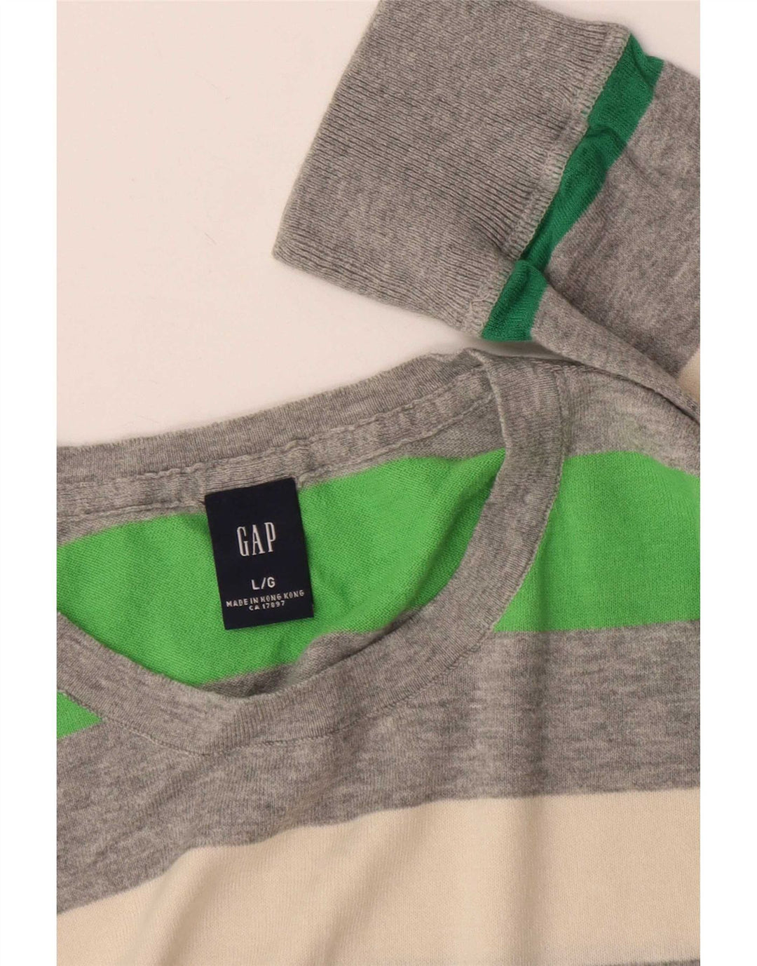Gap Mens Crew Neck Jumper Sweater Large Multicoloured Striped Cotton