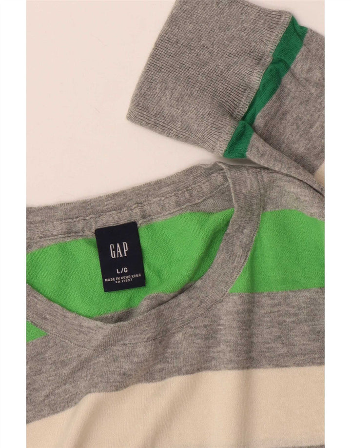 Gap Mens Crew Neck Jumper Sweater Large Multicoloured Striped Cotton