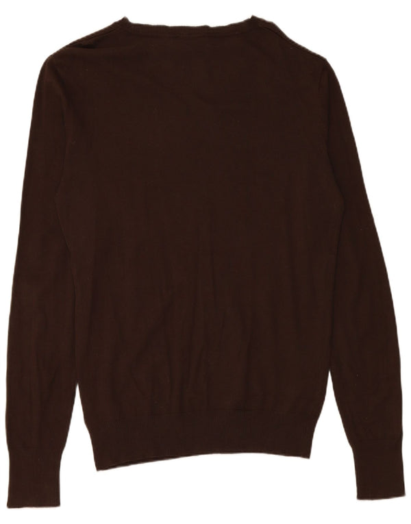 DIESEL Mens V-Neck Jumper Sweater Large Brown Cotton