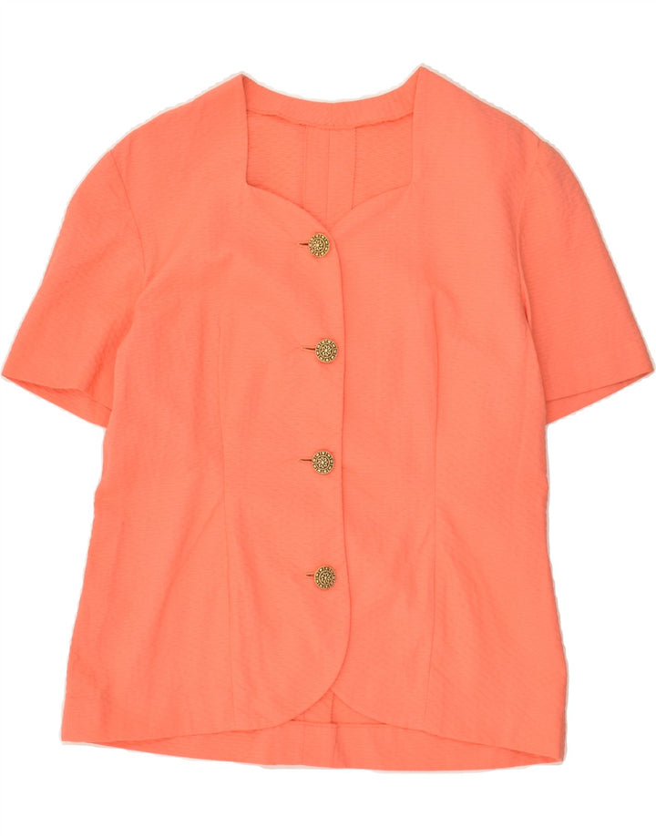 VINTAGE Womens 4 Button Short Sleeve Blazer Jacket UK 12 Medium Orange | Vintage Vintage | Thrift | Second-Hand Vintage | Used Clothing | Messina Hembry 