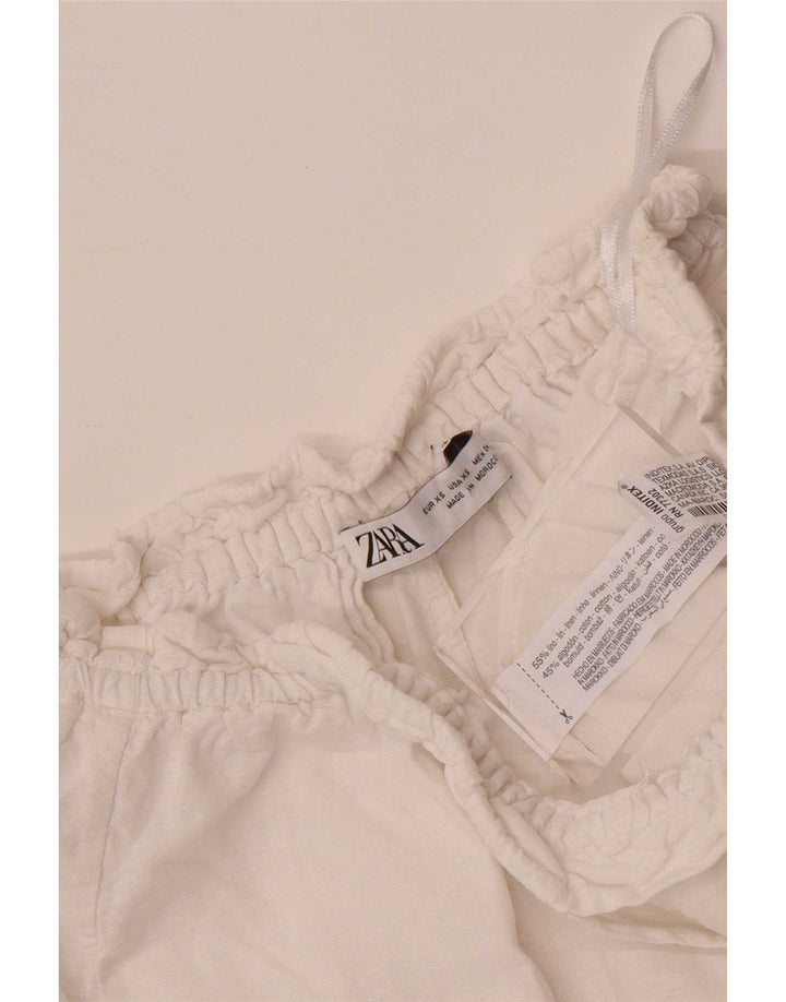Zara Womens Casual Shorts XS W24 White Linen