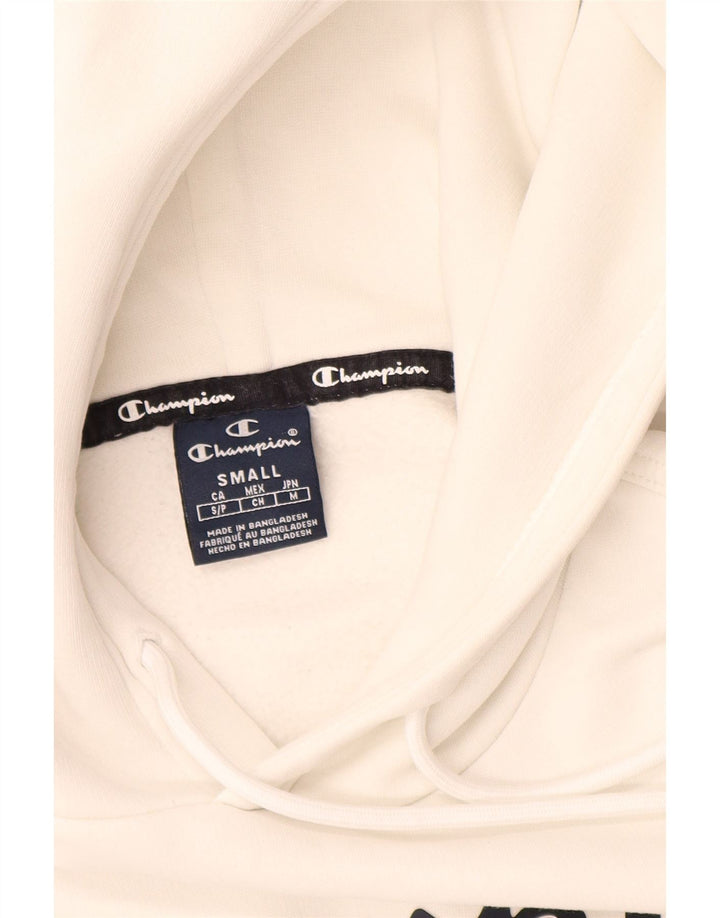 Champion Mens Graphic Hoodie Jumper Small White Cotton