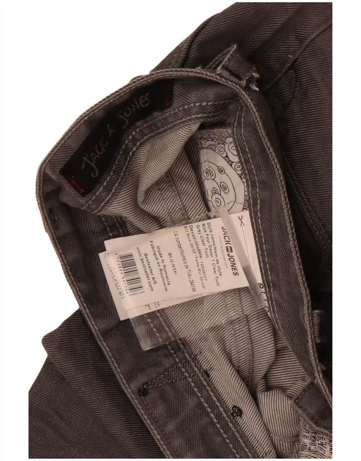 Jack & Jones Mens Straight Jeans W30 L32 Grey Cotton