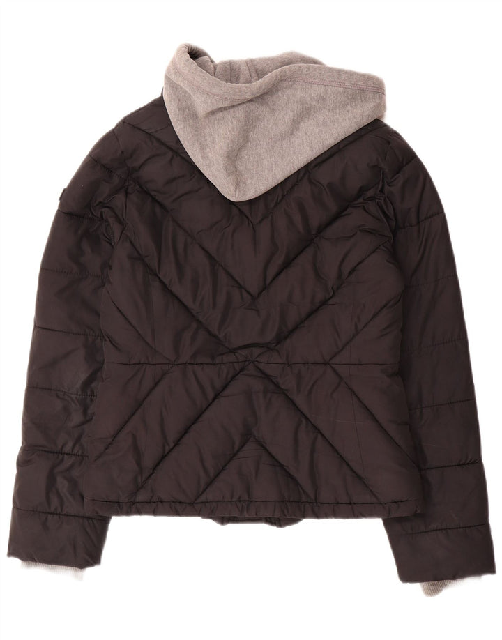 Hollister Womens Hooded Padded Jacket UK 10 Small Black Colourblock