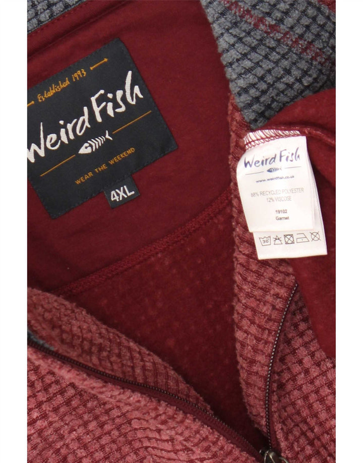 Weird Fish Mens Zip Neck Fleece Jumper 4XL Burgundy Polyester
