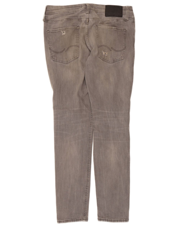 Jack & Jones Mens Liam Distressed Skinny Jeans W32 L30 Grey Cotton