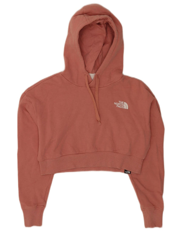 The North Face Womens Loose Fit Crop Hoodie Jumper UK 6 XS Pink Cotton