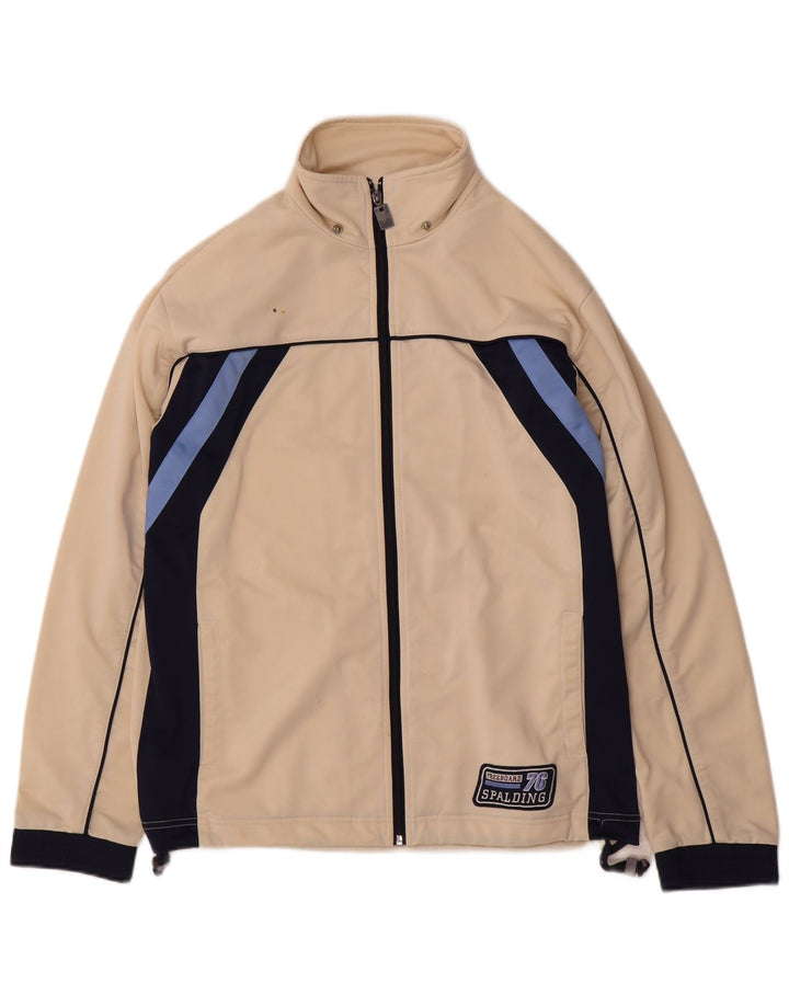 Spalding Mens Full Tracksuit Large Beige Colourblock Polyester