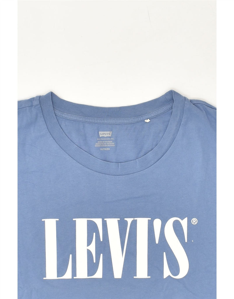 LEVI'S Womens Graphic T-Shirt Top UK 18 XL Blue Cotton | Vintage Levi's | Thrift | Second-Hand Levi's | Used Clothing | Messina Hembry 