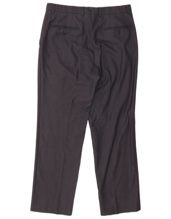 Massimo Dutti Mens Straight Suit Trousers EU 42 Large W32 L28 Navy Blue