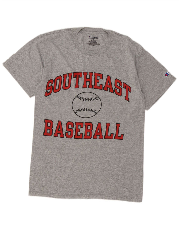 CHAMPION Mens Graphic T-Shirt Top Small Grey Cotton