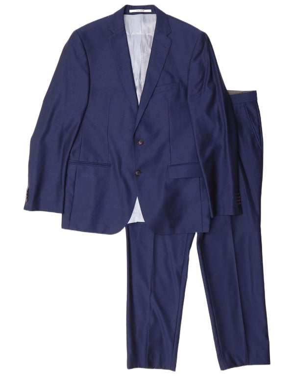 Baumler Mens 2 Button 2 Piece Suit IT 52 XL W38 L29 Navy Blue Virgin Wool