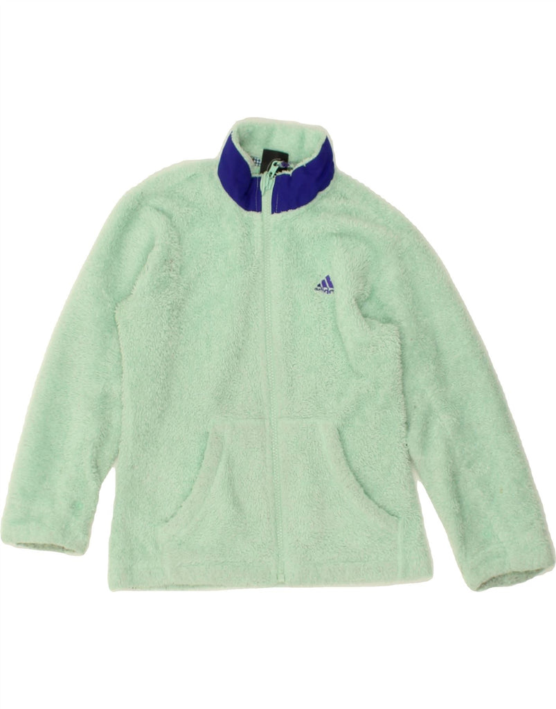 ADIDAS Girls Fleece Jacket 7-8 Years XS Green Polyester | Vintage Adidas | Thrift | Second-Hand Adidas | Used Clothing | Messina Hembry 