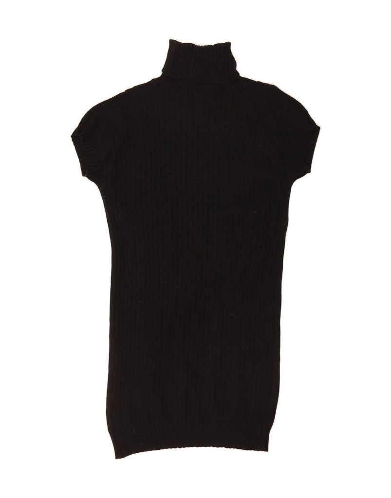 BENETTON Womens Short Sleeve Roll Neck Jumper Dress UK 16 Large Black Wool Vintage Benetton and Second-Hand Benetton from Messina Hembry 