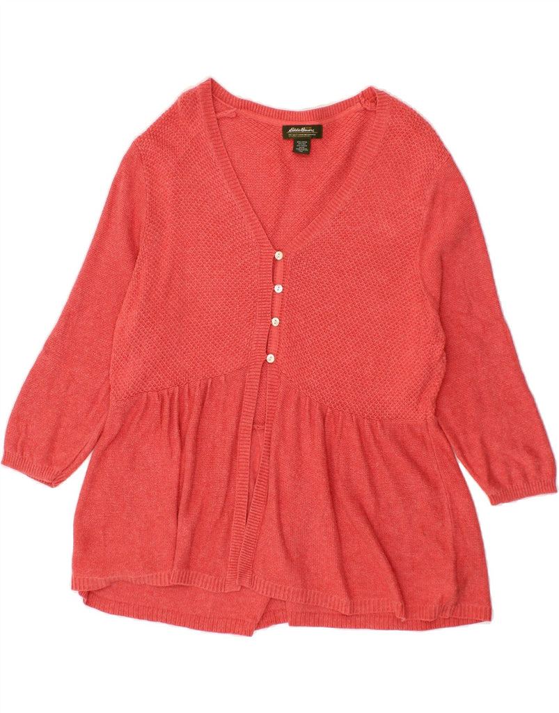 EDDIE BAUER Womens 3/4 Sleeve Cardigan Sweater UK 20 2XL Pink Cotton Vintage Eddie Bauer and Second-Hand Eddie Bauer from Messina Hembry 
