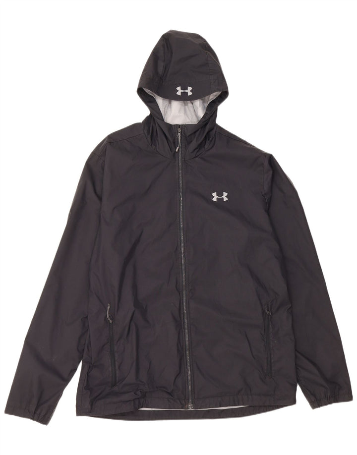 Under Armour Mens Hooded Rain Jacket UK 40 Large Black Nylon