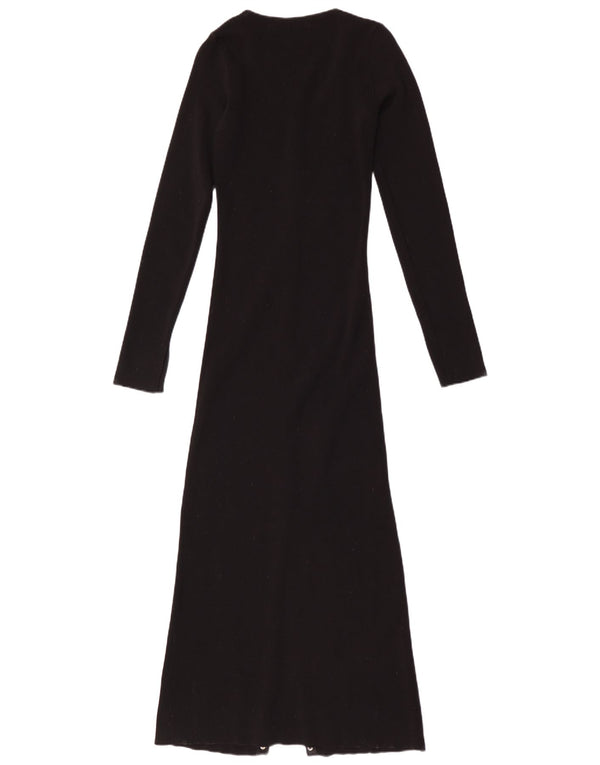 Zara Womens Long Sleeve Maxi Dress UK 12 Medium Black