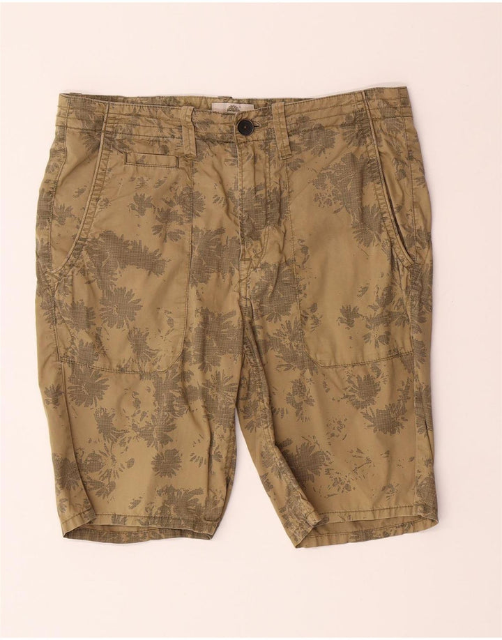 TIMBERLAND Mens Chino Shorts W30 Medium Beige Floral Cotton