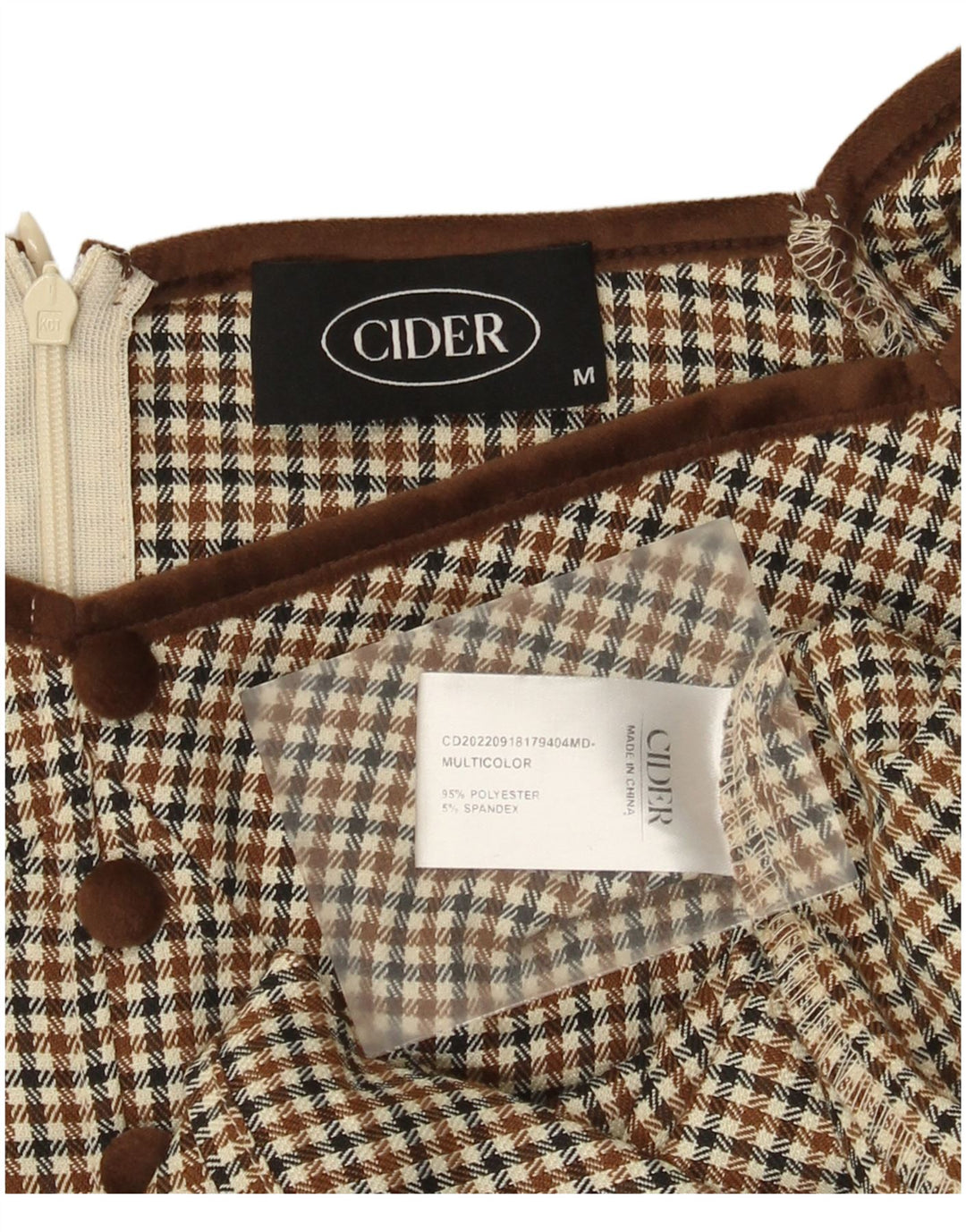 Cider Womens Off Shoulder A-Line Dress UK 12 Medium Brown Houndstooth