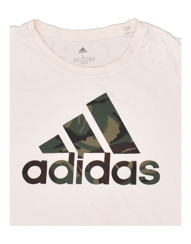 ADIDAS Mens Graphic T-Shirt Top Large White Cotton | Vintage Adidas | Thrift | Second-Hand Adidas | Used Clothing | Messina Hembry 